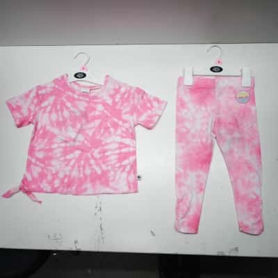 Piping Hot Girls Size 3 Pink Tie Dye Top Leggings 2 Piece Outfit Set Co-ord