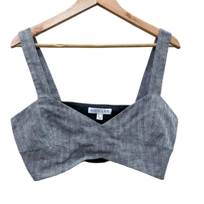Shona Joy Womens Size 12 Black/Grey Herringbone Bralette Top