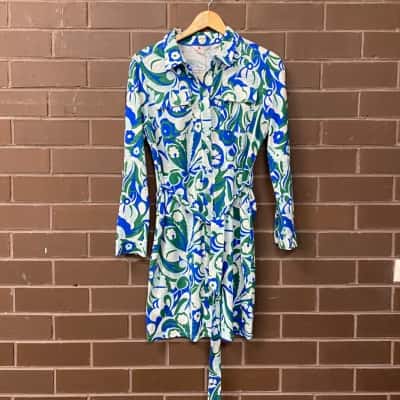 BNWT Boden Womens Dress Size 12 Blue / Floral / Green 