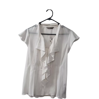 Jacqui-E Women's Size 10 White Short Sleeve Top 