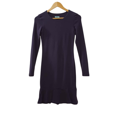 Kookai Size 2 Purple Dress Long Sleeved Cotton Elastane Mix Made in Fiji