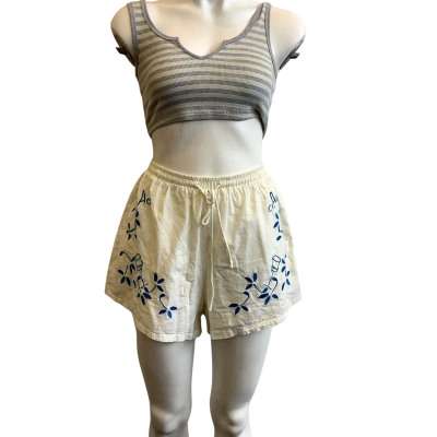 Indi Luxe by Indikah Women's Size 10 Shorts White & Blue 