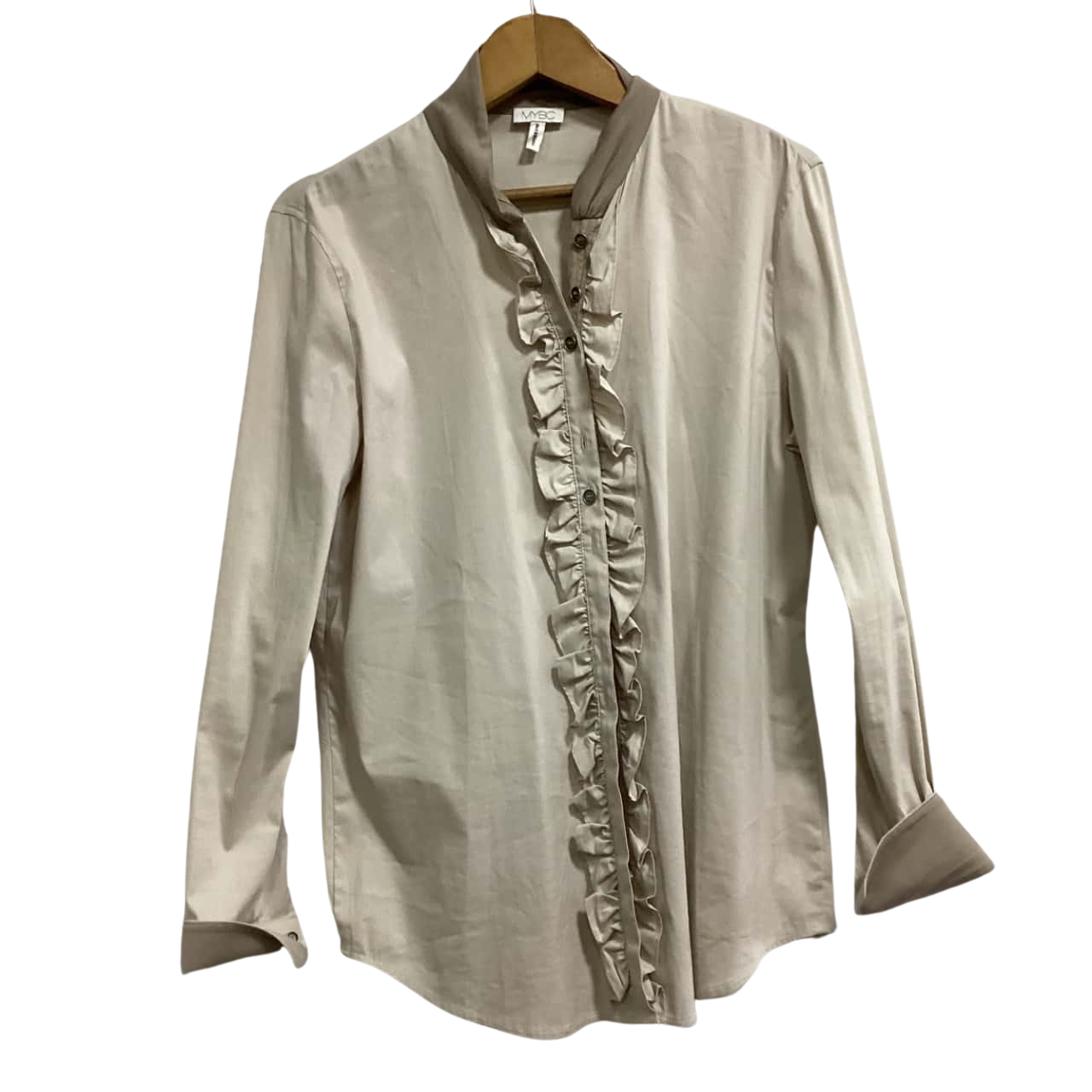 MYBC Womens Size 8 Long Sleeve Khaki Top mybc-womens-size-8-long-sleeve-khaki-top