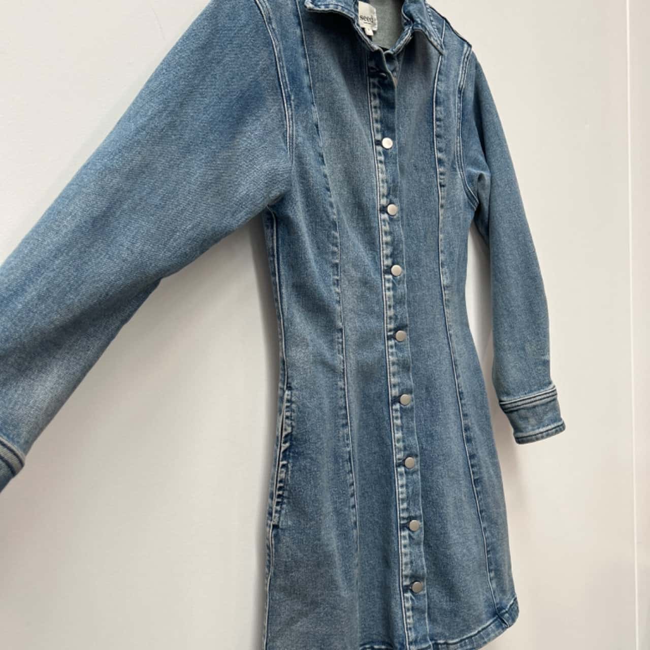 Seed Heritage Denim Long Sleeve Dress - size 6 (s)