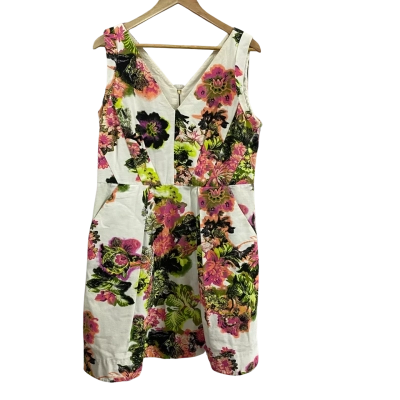 Veronika Maine Womens  Size 16 V-Neck Sleeveless Mini Dress Floral 