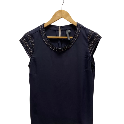 Forever New Womens Blouse Size 6 Blue / Pattern / Silver 