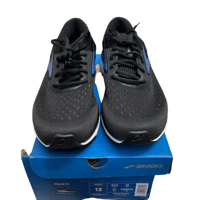 New With Tags BROOKS Men's Size UK 12 / US 13 / EUR 47.5 / 31 CM Dyad 11 Cushion Neutral Medium D Runners Black  / Blue / White  RRP: $239.99