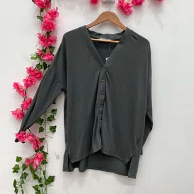 Katies Womens Button Up Knit Top Size XXL Khaki 