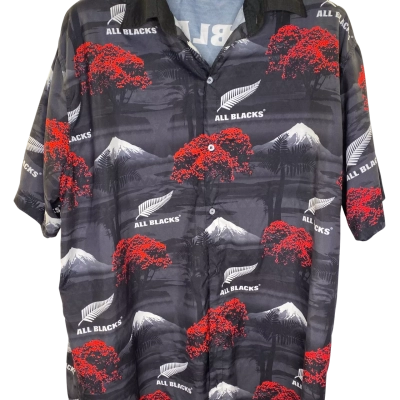 All Blacks Mens  Size 4XL Button Up Shirt Black / Red / Pattern