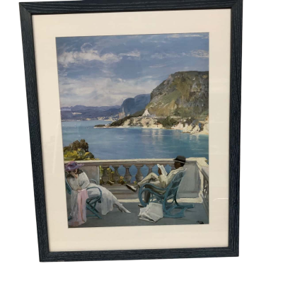 'On The Riviera' Sir John Lavery  Framed/Glass