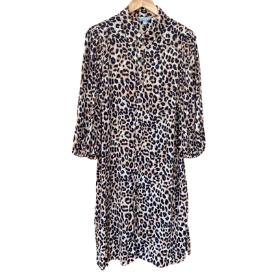 Suzannegrae Leopard Print Long Sleeve Shirt Dress Size 16  