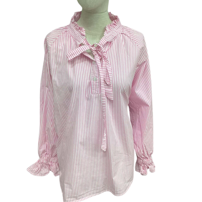 ALEXANDRA -  Womens  Size L Blouse Pink  / Pinstriped 