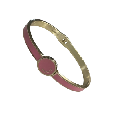 Mimco Super Cute Girly Pink Enamel Gold Tone Hinged Bangle