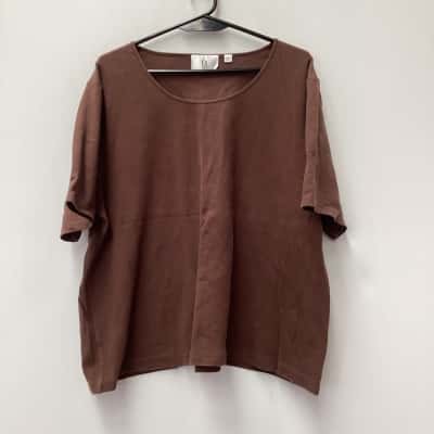 B BIB  Womens  Size L Short Sleeve Top Brown 