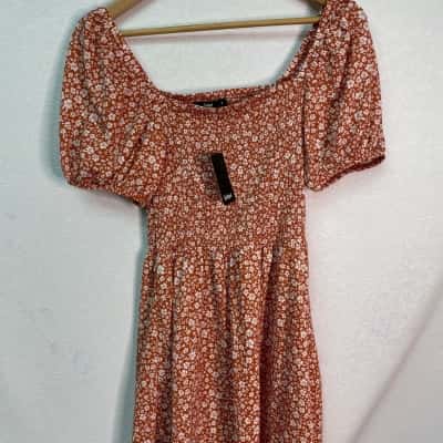 Sportsgirl Womens  Size S Off The Shoulder Dress Burnt Orange / Floral 