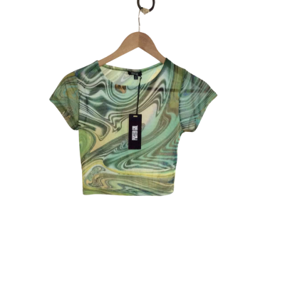 Poster Girl  Women's Size XS Short Sleeve Top Blue / Green / Yellow 