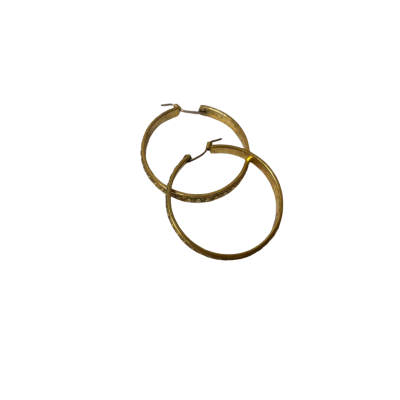 Vintage Gold Plated Sterling Silver Hoop Earrings with Heart Scroll