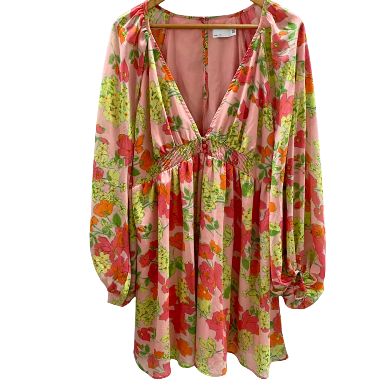 Asos Design Womens Size 14 Long Sleeve Coral / Floral (s)