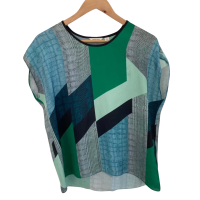 Country Road Womens  Size XS Short Sleeve Top Blue / Green 