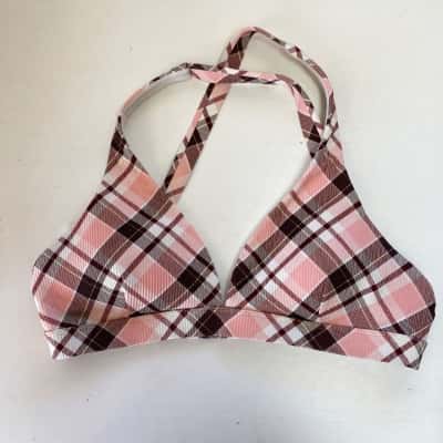 Lorna Jane Pink Checked Bikini Top Size L 