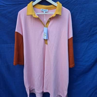  Womens Bohemian traders  Size 22 Short Sleeve Top Brown / Mustard / Pink  