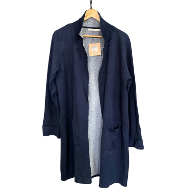 Noni B Women's Longline Lapel Coat Size L Navy Blue 