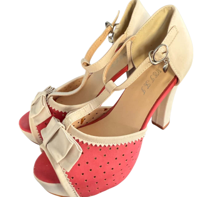 Womens Size 39 Red / White High Heel Shoes 