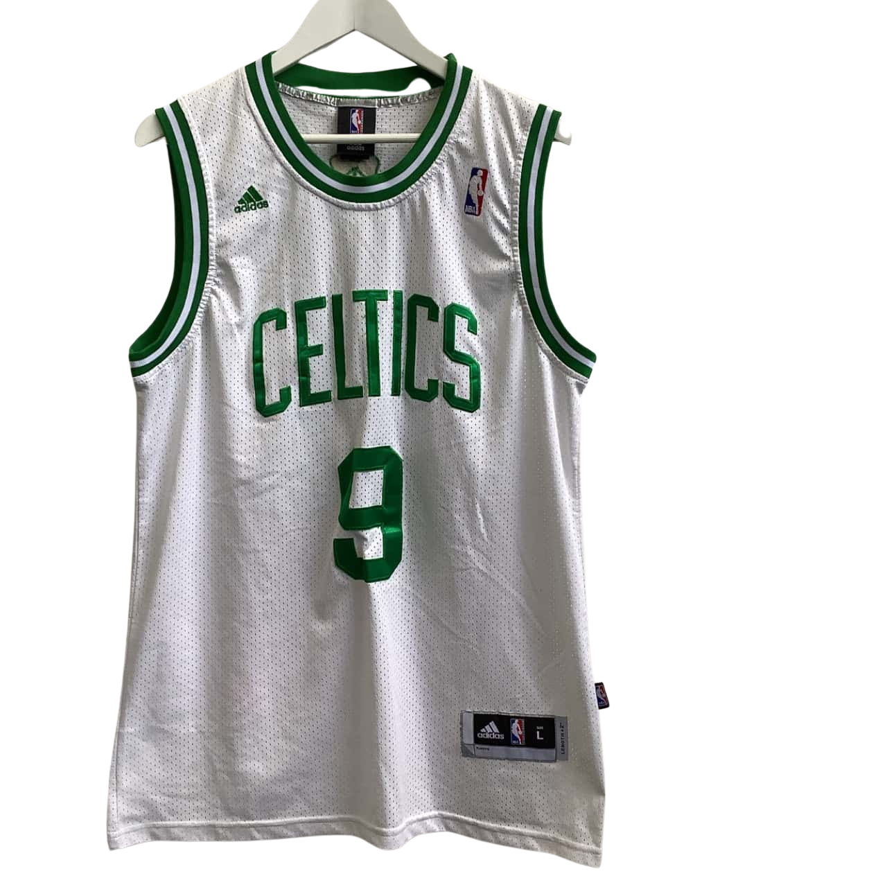 Adidas Mens Size L `Celtics Rondo 9’ NBA Sleeveless Jersey White