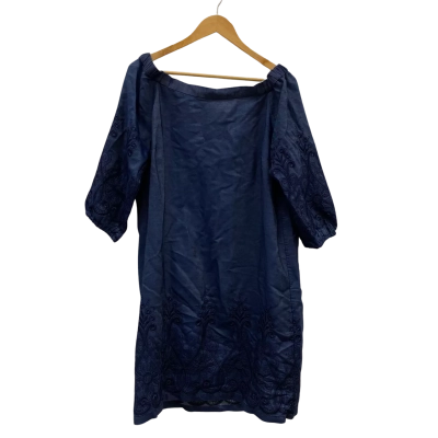 Sussan Women's Size 14 Off The Shoulder Dress With Embroidery Navy Blue RRP$170