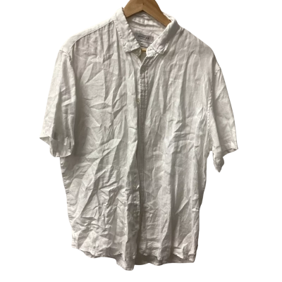 Industrie Mens  Size L Short Sleeve Shirt White 100% linen D