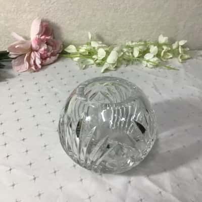 Decorative Crystal Cut Glass Round Rose Bowl Vase