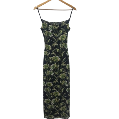 Luck & Trouble Womens  Size 6 Shoestring Strap Dress Black  / Green 