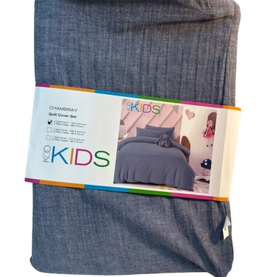 KOO KIDS Chambray Quilt Cover Set (Cotton/Blue)