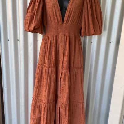 Sovere Russet Coloured Cotton Size 10 Midi Dress 