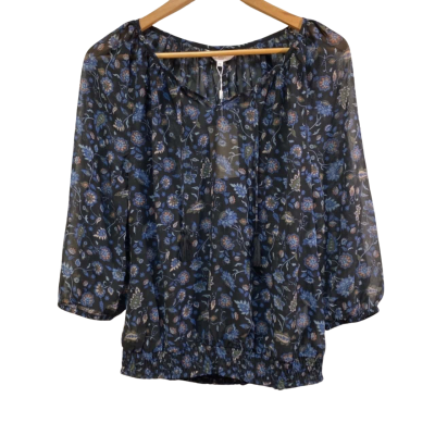 Zest. Womens  Size 12 Floral Top Black  / Blue / Floral 