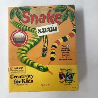 NEW - Snake Safari creativity for kids.  Paint 3 wooden bendable snakes