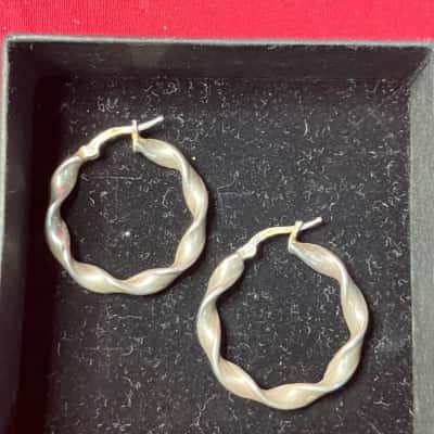  Women's Earrings 925 Silver Twisted Hoop Earrings 