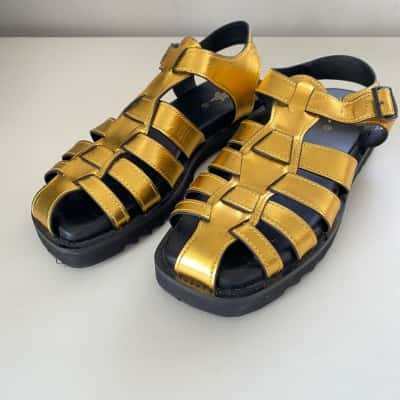 Radical Yes Gold Leather Sandals  Size 42 