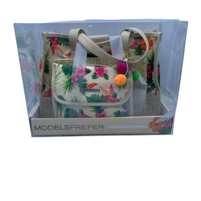 SEALED Modelsprefer Clutch / Tote Bag/Valet Set of 3 Beige / Floral HB2