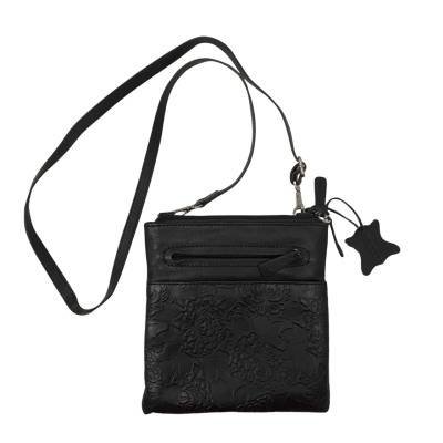 Colorado Womens Leather Cross Body Bag Black/Silver 