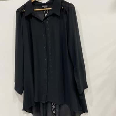 City Chic Womens  Size XS Long Sleeve Shirt Black  