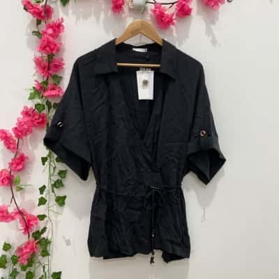 Sheike Womens Short Sleeve Prague Shirt Size 16 Black  