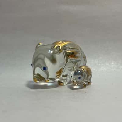 Glass and Gold Coloured Wombat And Baby