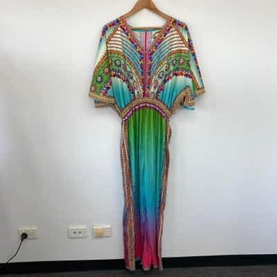 Preeti & Kapoor Colourful Pattern Short Sleeve Jumpsuit  Size L 