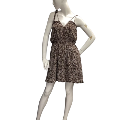  WildFire Women's Size 12 Mini Dress Black  / Brown / Floral 