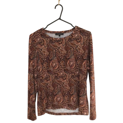 David Lawrence Womens Size L Long Sleeve Top Brown / Floral 