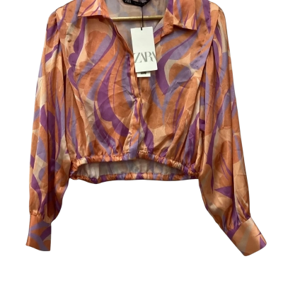 Zara Womens  Size L Cropped Top Peach / Pink  / Purple 