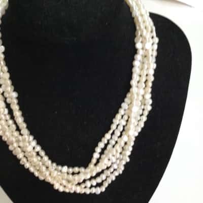 White Rice Bubble multi strand pearl necklace RRP: $100