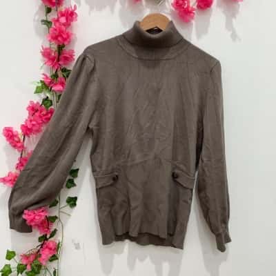 Urbane Womens Turtleneck Jumper Size L Grey 