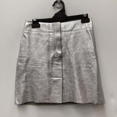 Sandro Womens Lamb Leather   Size 1 Silver skirt